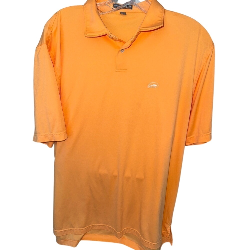 Peter Millar‎ Summer Comfort Men's L Wicking Stretch Crown Golf Polo Orange